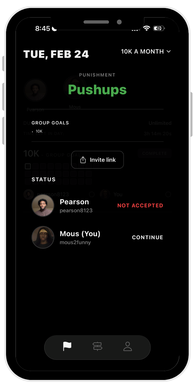 Bttr Together app – group goals and status